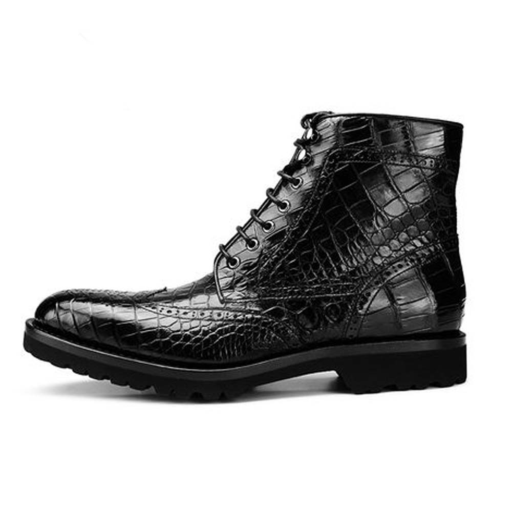 gete new men crocodile belly leather boots male crocodile boots black fashion boots for male shoes